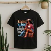 Boots Bling Its A Cowgirl Thing Melanin Rodeo Cowgirl T-Shirt thumb 2