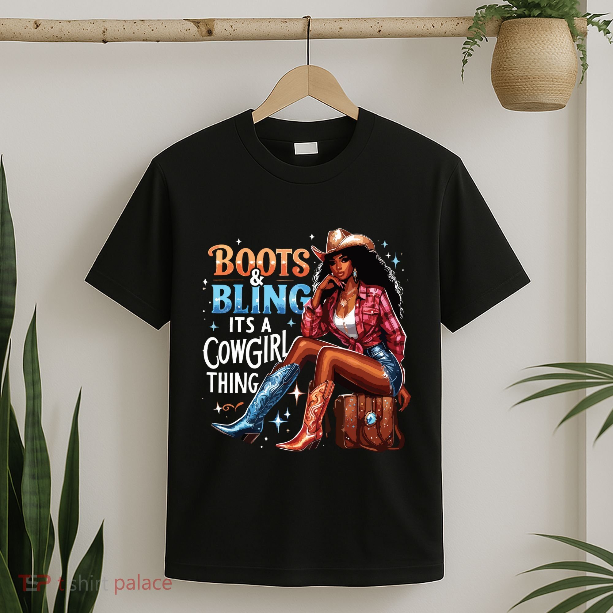 Boots Bling Its A Cowgirl Thing Melanin Rodeo Cowgirl T-Shirt