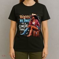 Boots Bling Its A Cowgirl Thing Melanin Rodeo Cowgirl T-Shirt thumb 4