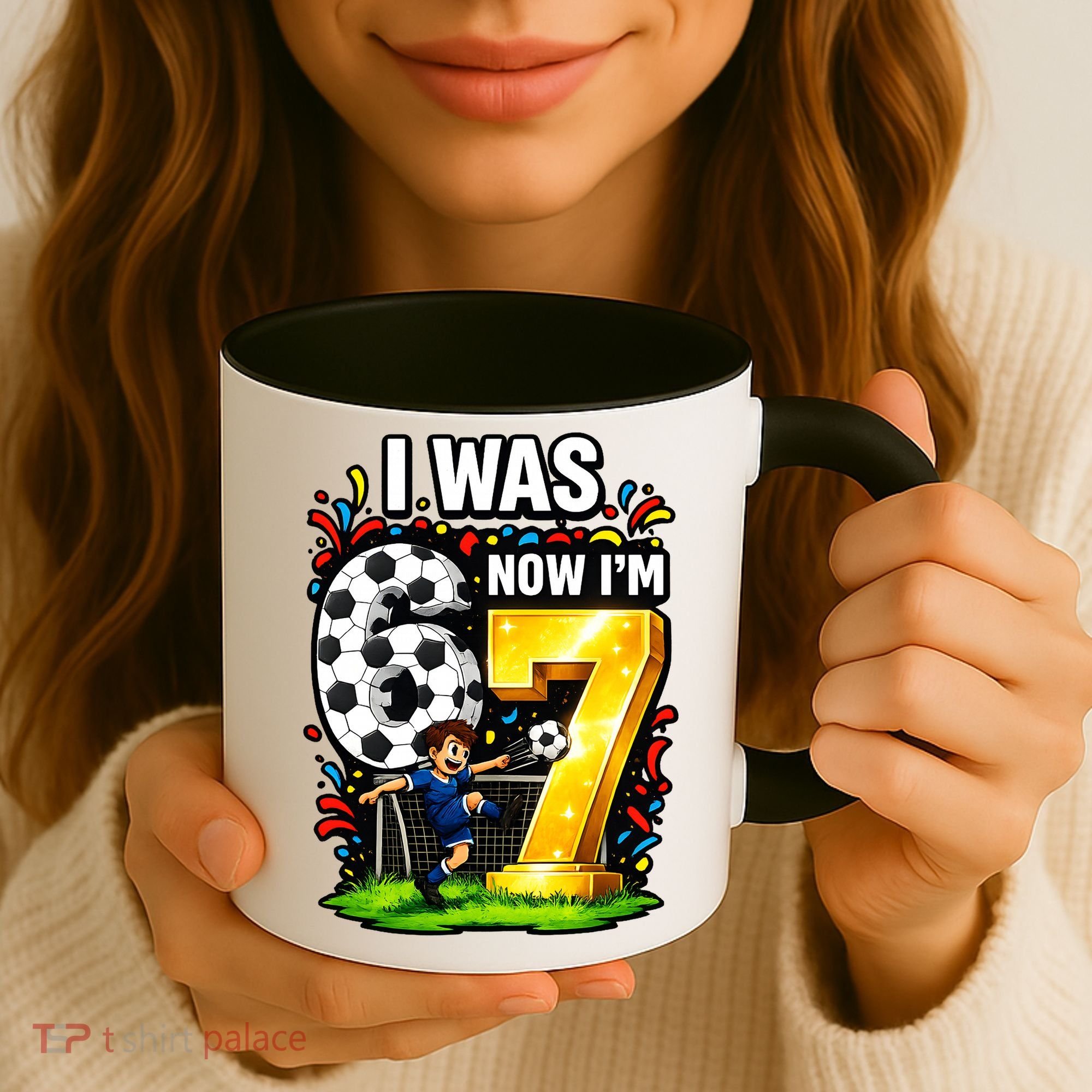 Birthday Boy I Was 6 Now I'm 7 Six Seven Soccer 6-7 Coffee Mug