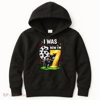 Birthday Boy I Was 6 Now I'm 7 Six Seven Soccer 6-7 Kids Hoodie thumb 0