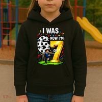 Birthday Boy I Was 6 Now I'm 7 Six Seven Soccer 6-7 Kids Hoodie thumb 3