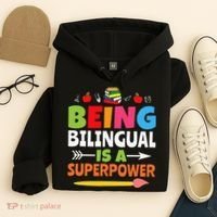 Being Bilingual Is A Superpower Back To School Hoodie thumb 4