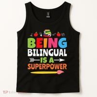 Being Bilingual Is A Superpower Back To School Tank Top thumb 2