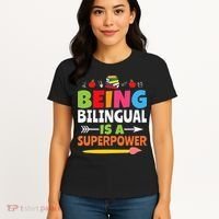 Being Bilingual Is A Superpower Back To School Women's T-Shirt thumb 4