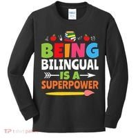 Being Bilingual Is A Superpower Back To School Kids Long Sleeve Shirt thumb 0