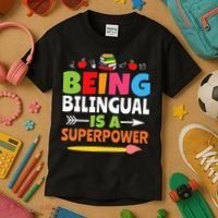 Being Bilingual Is A Superpower Back To School Kids T-Shirt thumb 3