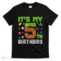 Birthday Boy ItS My 5th Birthday Gamer Pixel Number T-Shirt thumb 0