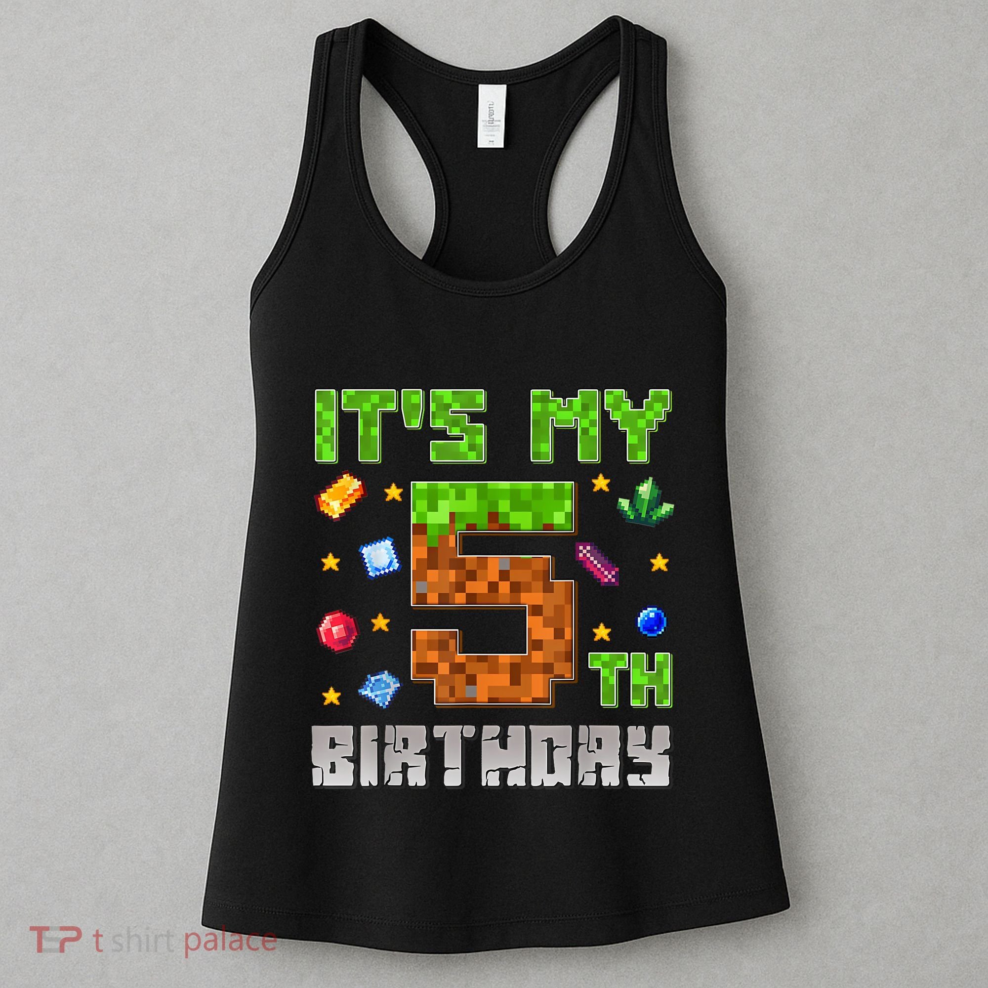 Birthday Boy ItS My 5th Birthday Gamer Pixel Number Women's Tank Top
