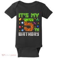 Birthday Boy ItS My 5th Birthday Gamer Pixel Number Baby Bodysuit thumb 0