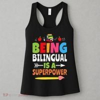 Being Bilingual Is A Superpower Back To School ESL Teacher Women's Tank Top thumb 3