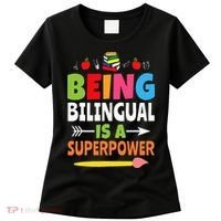Being Bilingual Is A Superpower Back To School ESL Teacher Women's T-Shirt thumb 0