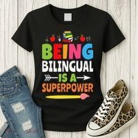 Being Bilingual Is A Superpower Back To School ESL Teacher Women's T-Shirt thumb 3