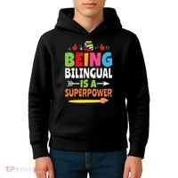Being Bilingual Is A Superpower Back To School ESL Teacher Kids Hoodie thumb 4