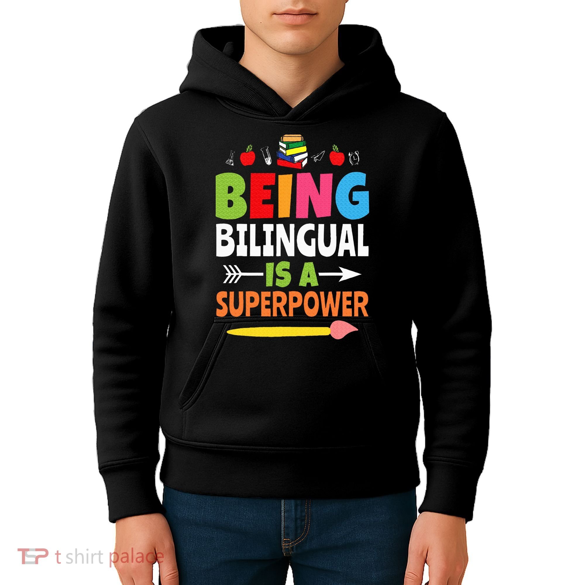 Being Bilingual Is A Superpower Back To School ESL Teacher Kids Hoodie