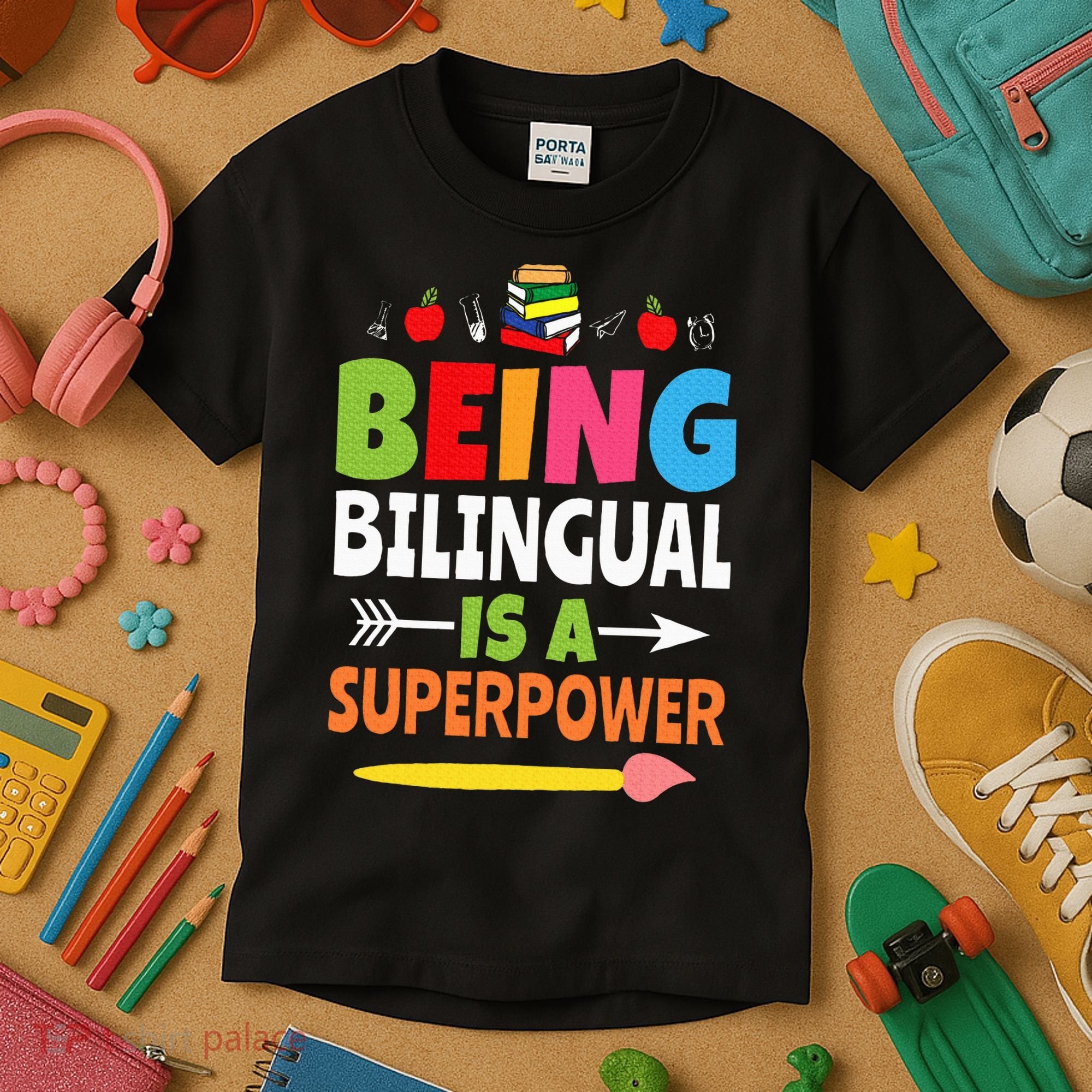 Being Bilingual Is A Superpower Back To School ESL Teacher Kids T-Shirt