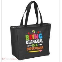 Being Bilingual Is A Superpower Back To School ESL Teacher Tote Bag thumb 2