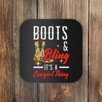 Boots & Bling ItS A Cowgirl Thing Rodeo Western Country Coaster thumb 0