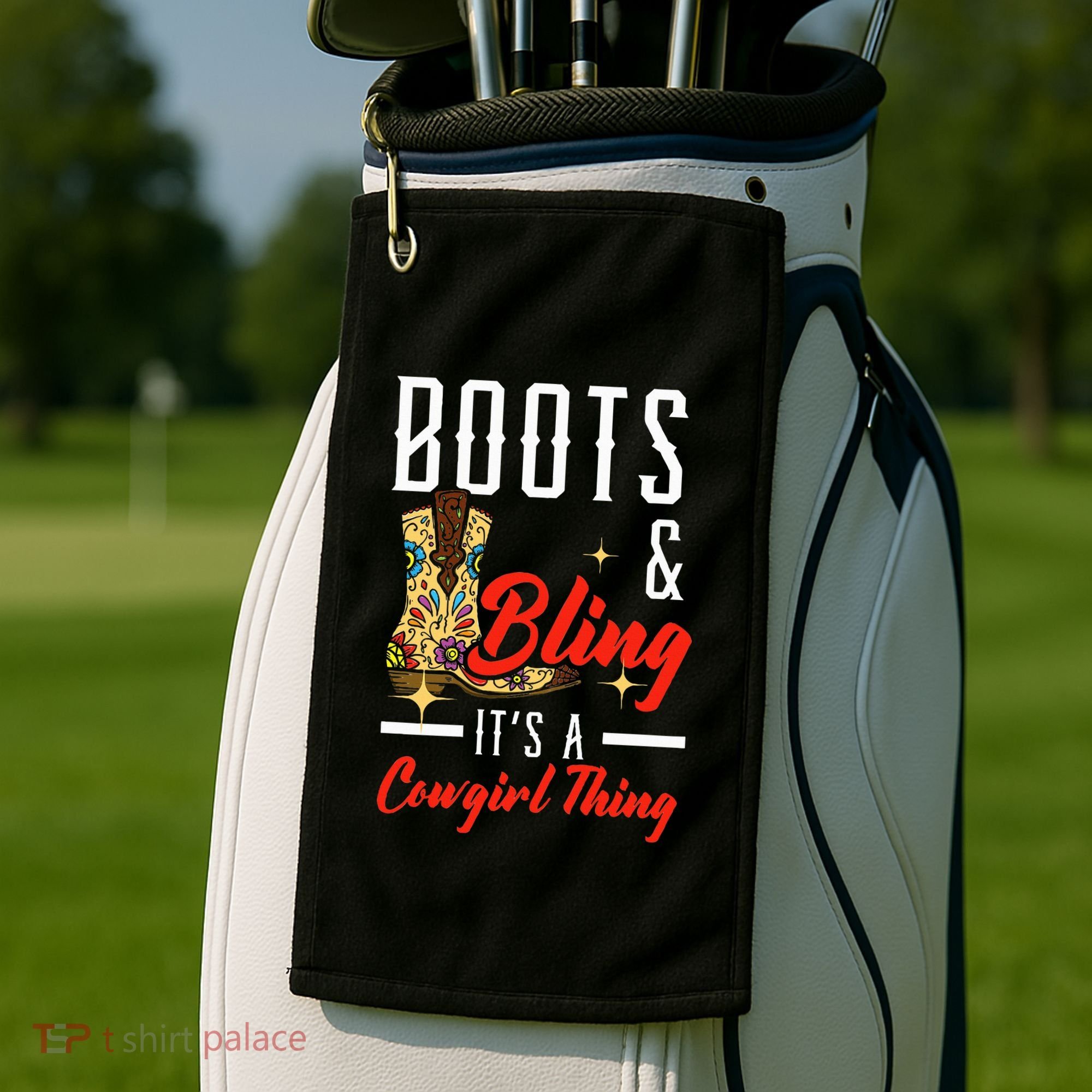 Boots & Bling ItS A Cowgirl Thing Rodeo Western Country Golf Towel