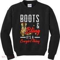 Boots & Bling ItS A Cowgirl Thing Rodeo Western Country Kids Sweatshirt thumb 0