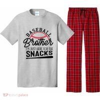 Baseball Brother IM Just Here For The Snacks Funny Baseball Pajama Set thumb 0