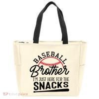 Baseball Brother IM Just Here For The Snacks Funny Baseball Tote Bag thumb 0