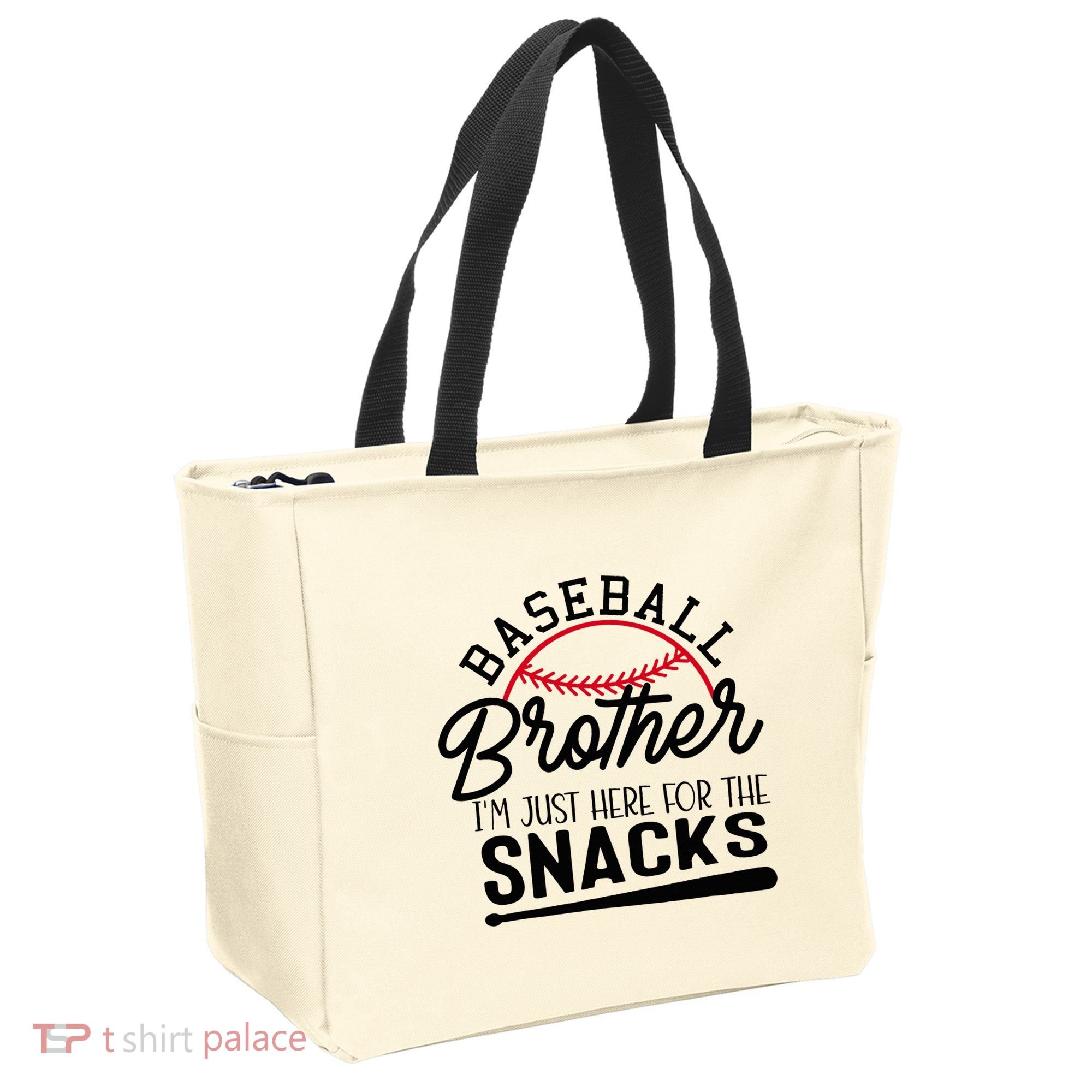 Baseball Brother IM Just Here For The Snacks Funny Baseball Tote Bag