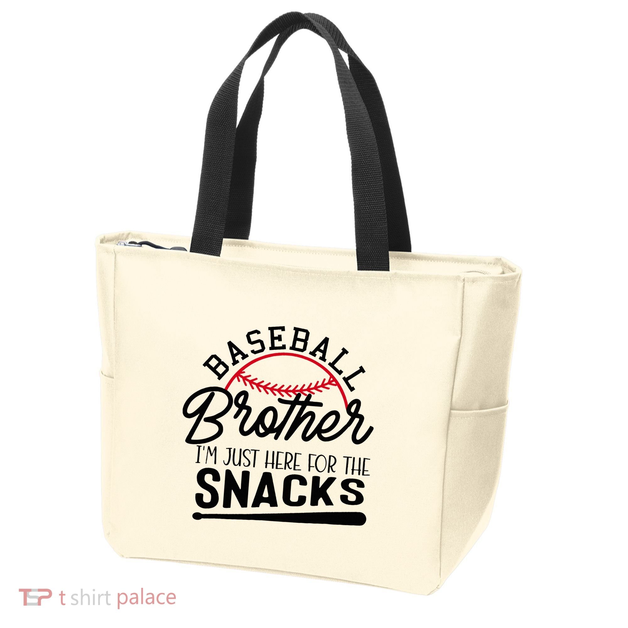 Baseball Brother IM Just Here For The Snacks Funny Baseball Tote Bag
