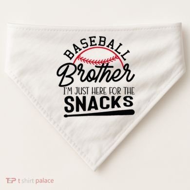 Baseball Brother IM Just Here For The Snacks Funny Baseball USA-Made Doggie Bandana