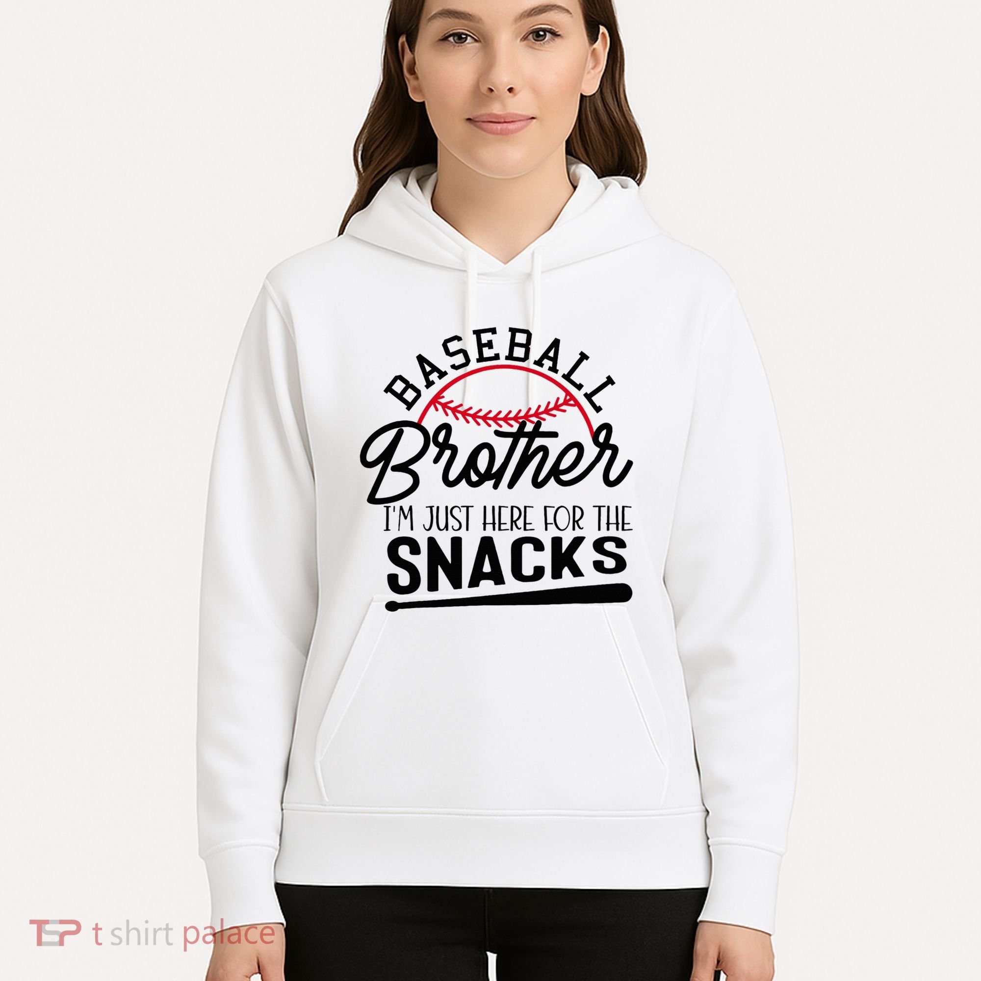Baseball Brother IM Just Here For The Snacks Funny Baseball Hoodie