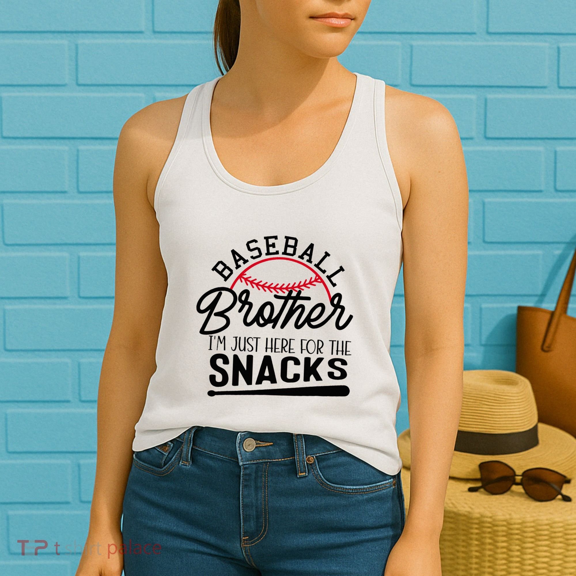 Baseball Brother IM Just Here For The Snacks Funny Baseball Women's Tank Top