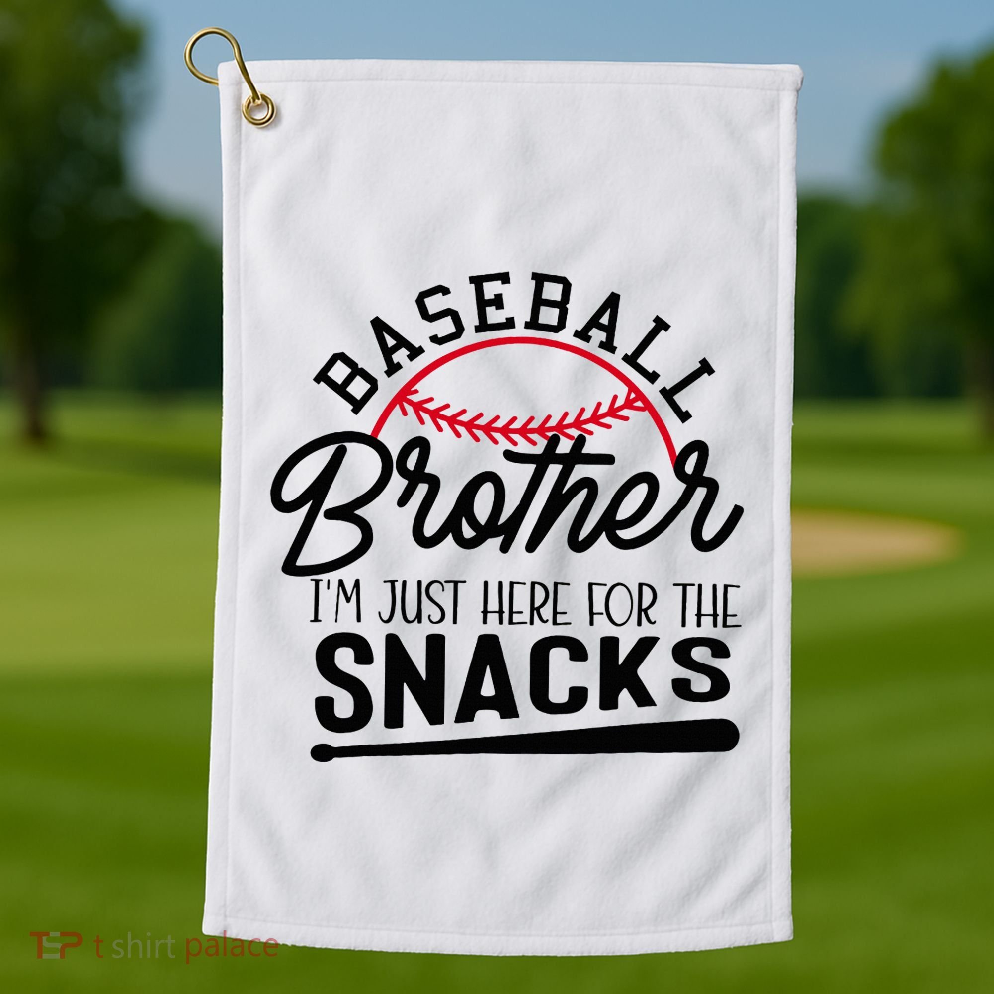 Baseball Brother IM Just Here For The Snacks Funny Baseball Golf Towel