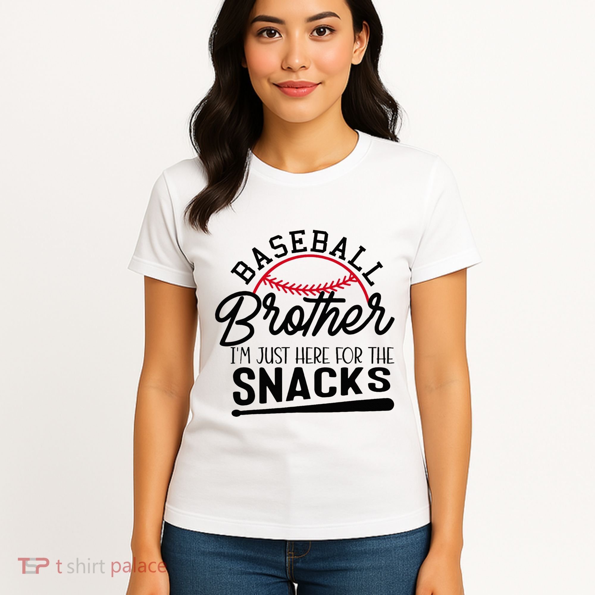 Baseball Brother IM Just Here For The Snacks Funny Baseball Women's T-Shirt