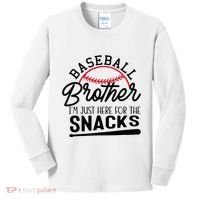 Baseball Brother IM Just Here For The Snacks Funny Baseball Kids Long Sleeve Shirt thumb 0