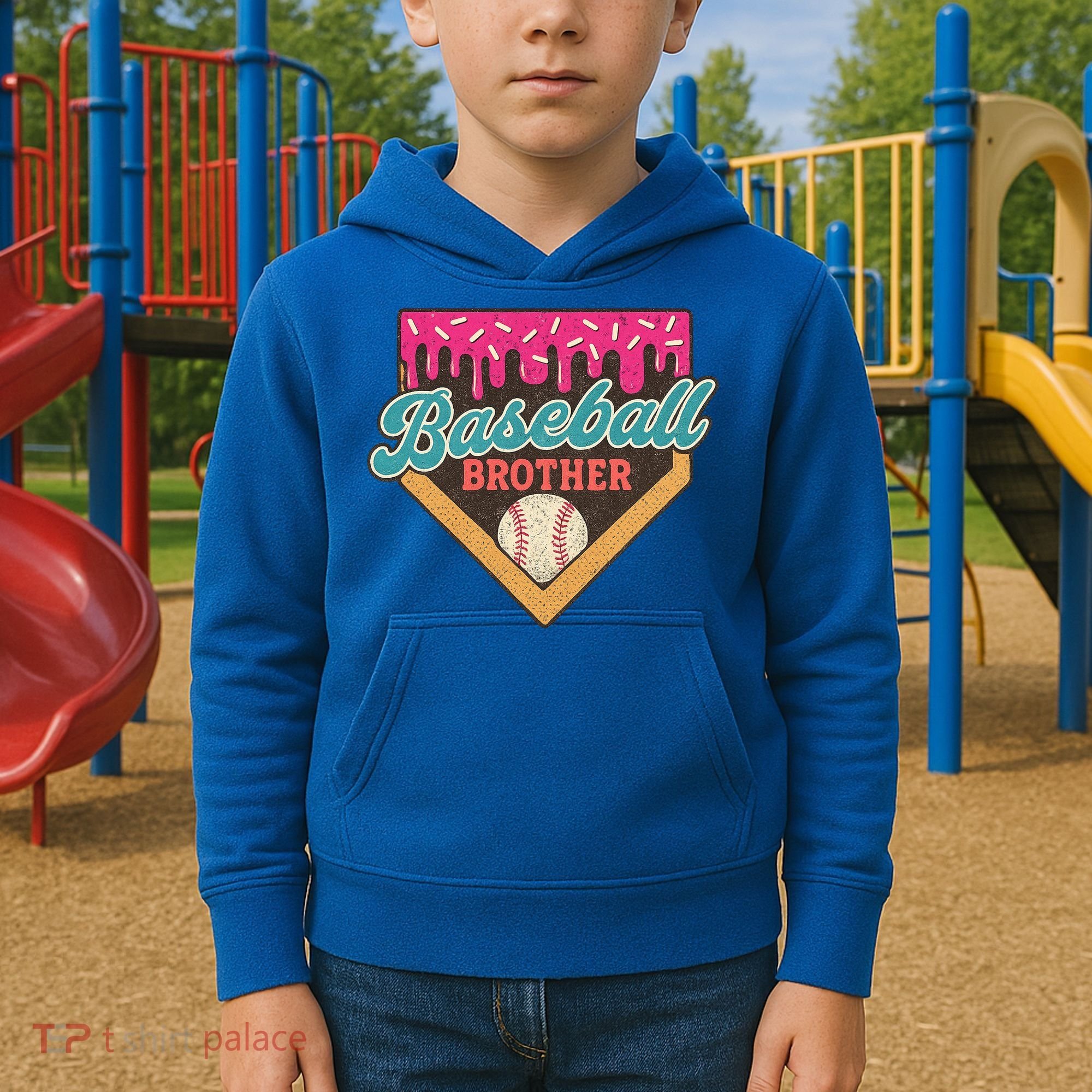 Baseball Brother Ice Cream Drip Kids Hoodie