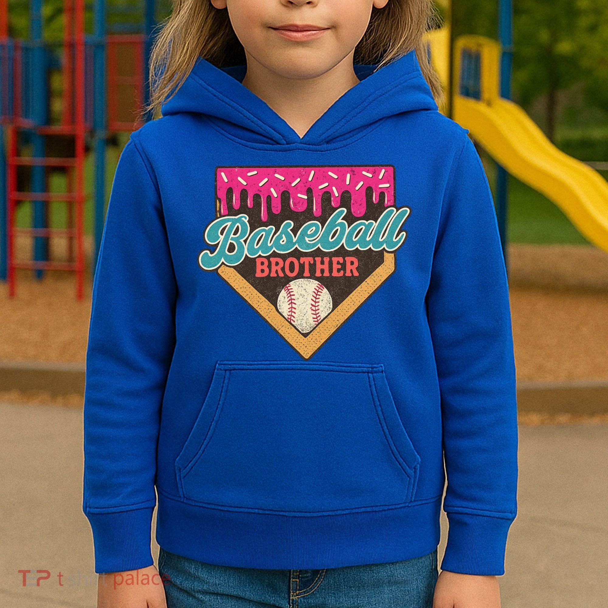 Baseball Brother Ice Cream Drip Kids Hoodie