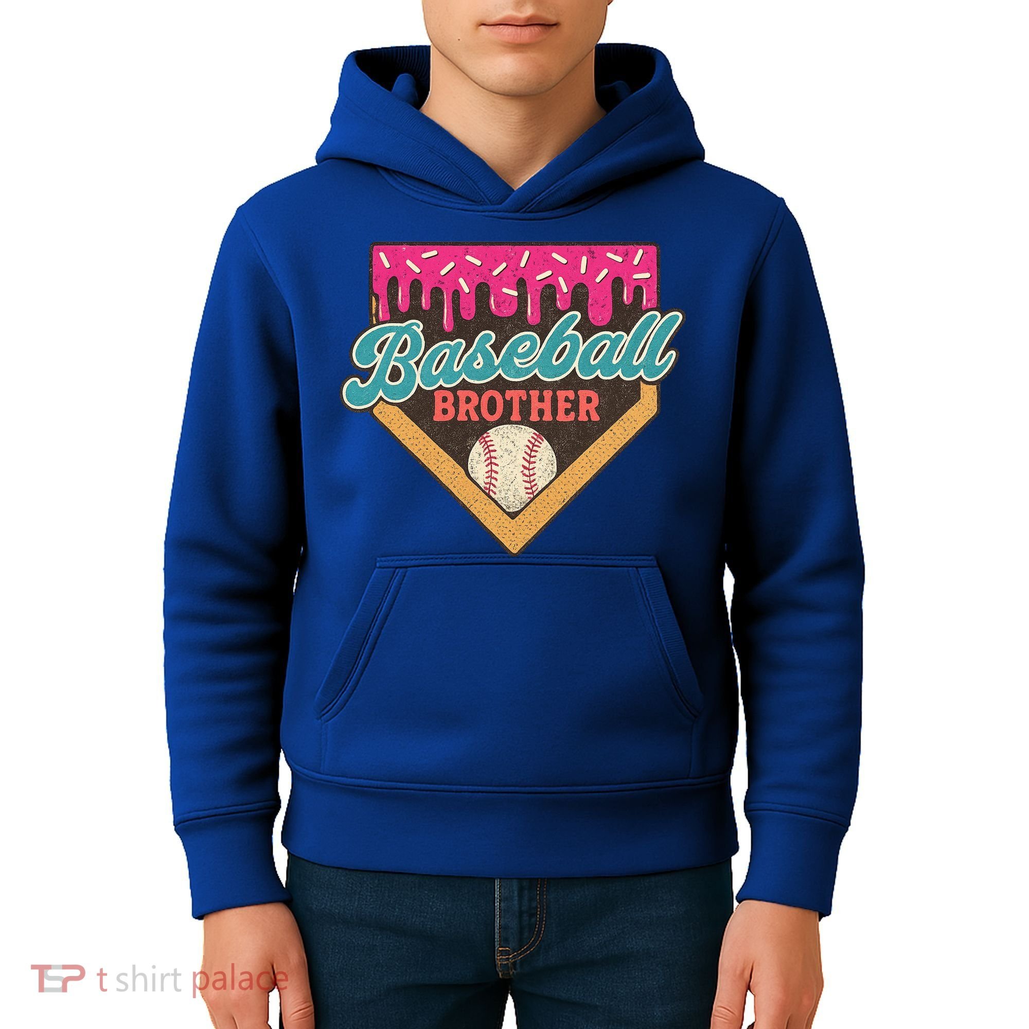 Baseball Brother Ice Cream Drip Kids Hoodie