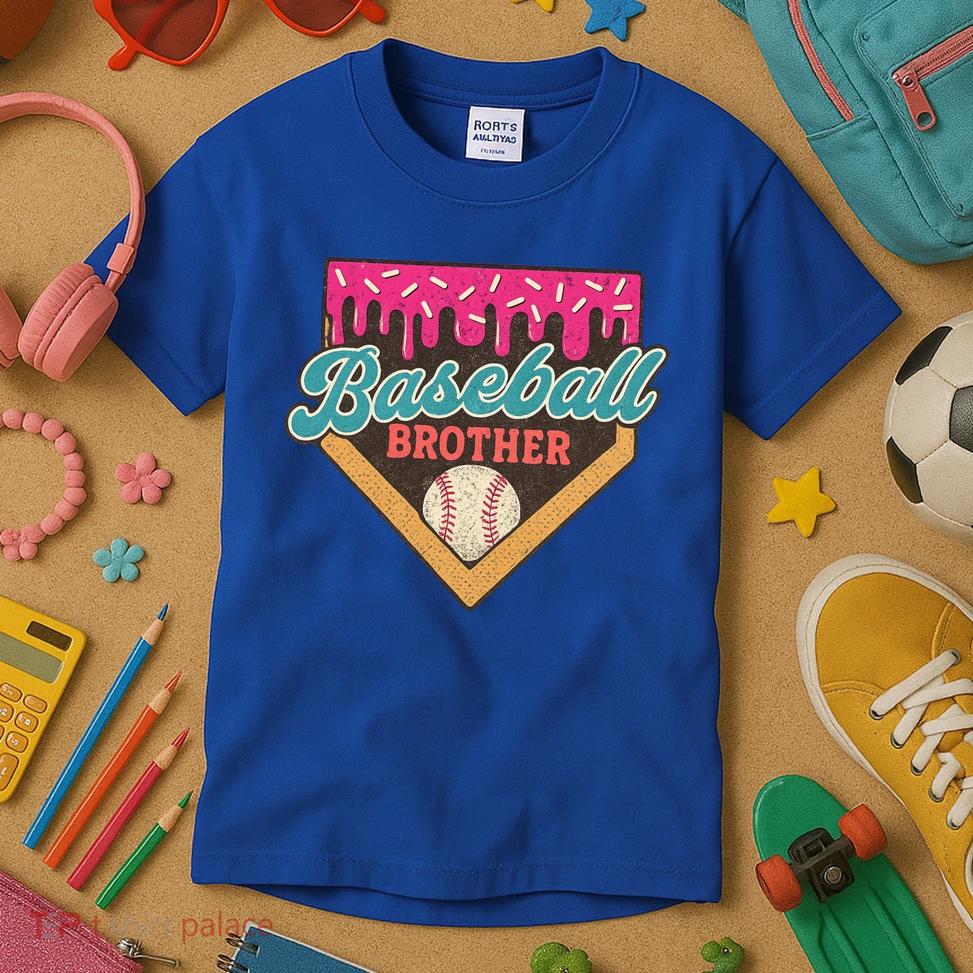 Baseball Brother Ice Cream Drip Kids T-Shirt