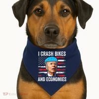 Biden Bicycle I Crash Bikes And Economies USA-Made Doggie Bandana thumb 1