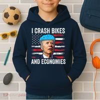 Biden Bicycle I Crash Bikes And Economies Kids Hoodie thumb 2