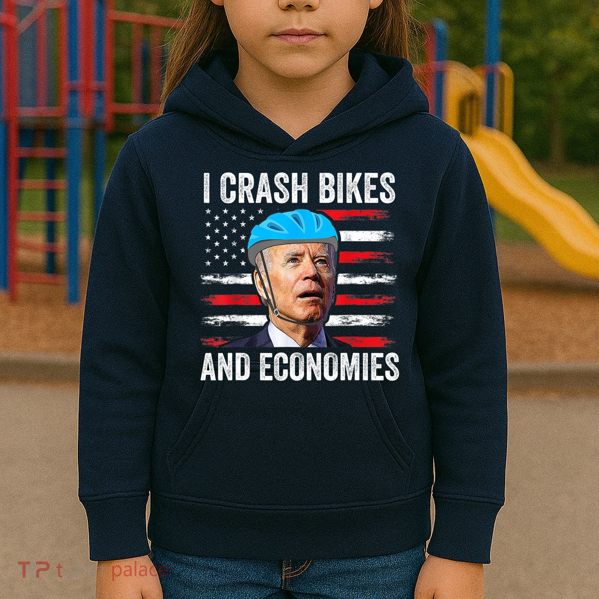 Biden Bicycle I Crash Bikes And Economies Kids Hoodie