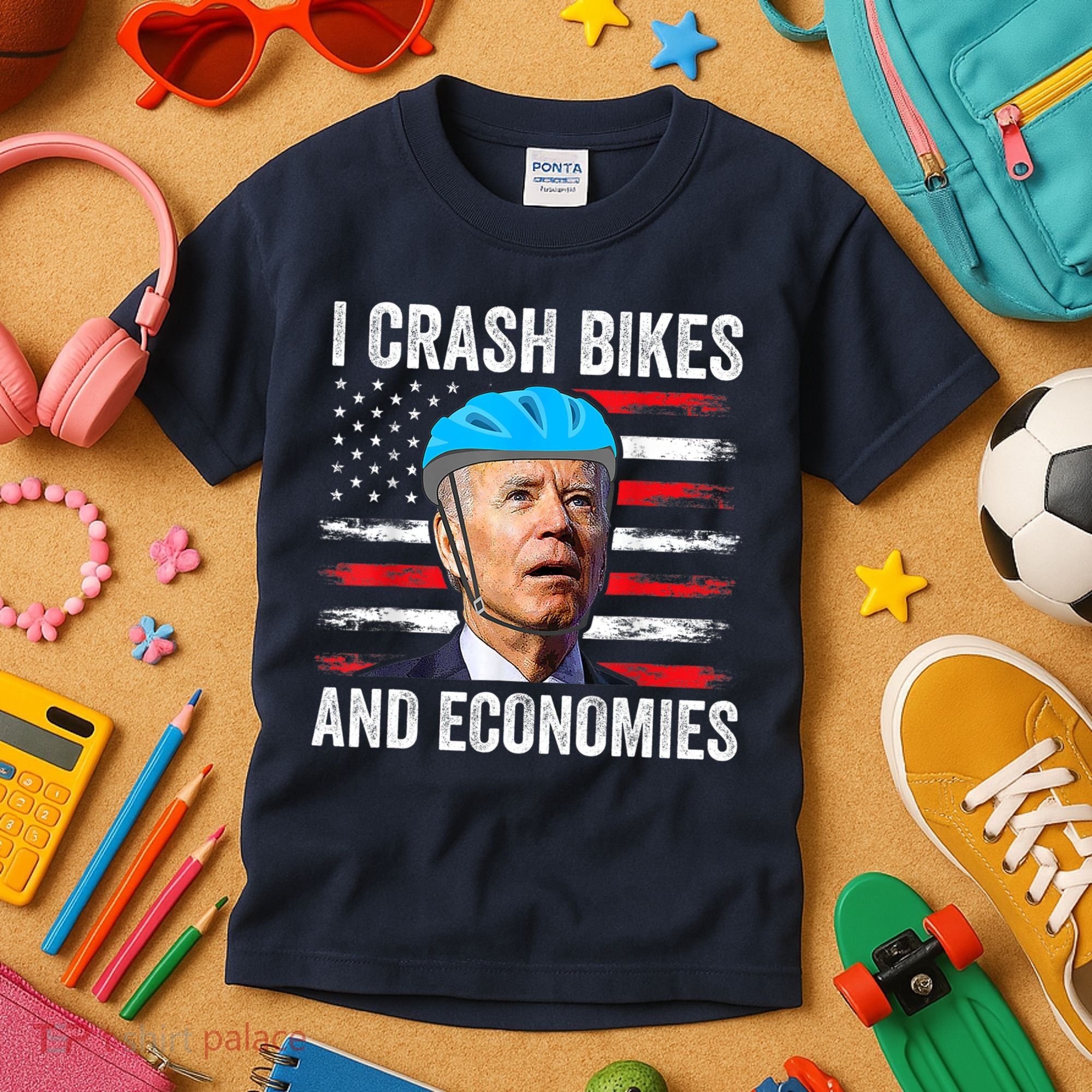 Biden Bicycle I Crash Bikes And Economies Kids T-Shirt
