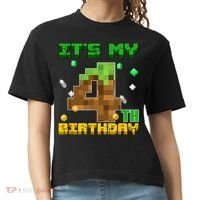 Birthday Boy It'S My 4th Birthday Gamer Pixel Number Comfort Colors Boxy T-Shirt thumb 0