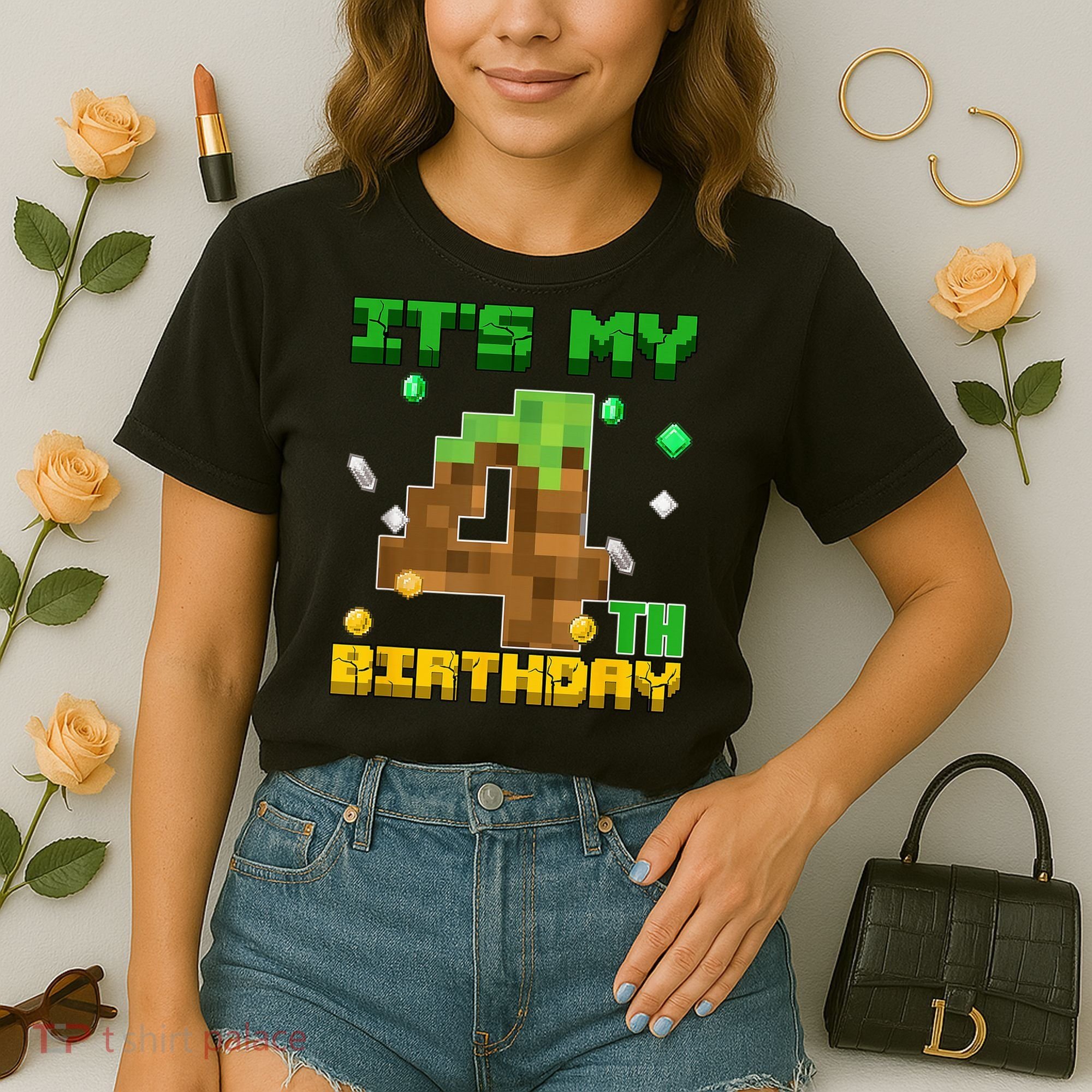 Birthday Boy It'S My 4th Birthday Gamer Pixel Number Comfort Colors Boxy T-Shirt