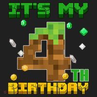 Birthday Boy It'S My 4th Birthday Gamer Pixel Number Comfort Colors Boxy T-Shirt thumb 3