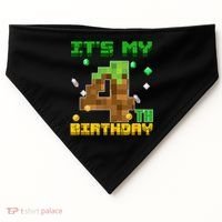 Birthday Boy It'S My 4th Birthday Gamer Pixel Number USA-Made Doggie Bandana thumb 0