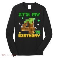 Birthday Boy It'S My 4th Birthday Gamer Pixel Number Long Sleeve Shirt thumb 0