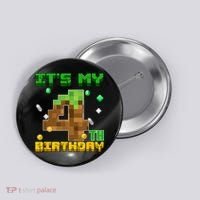 Birthday Boy It'S My 4th Birthday Gamer Pixel Number Button thumb 0