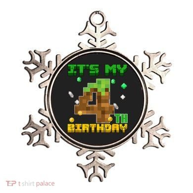 Birthday Boy It'S My 4th Birthday Gamer Pixel Number Ornament