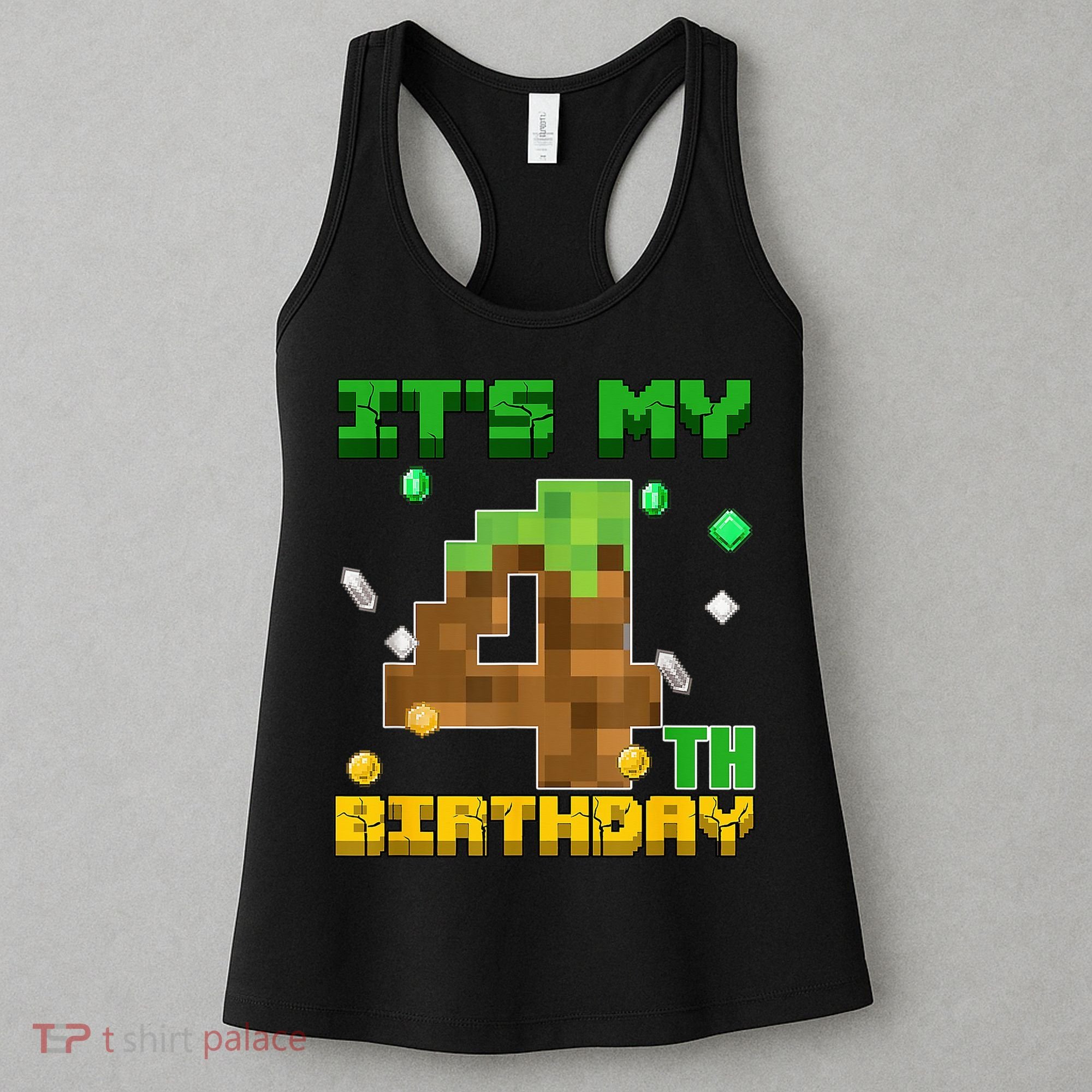 Birthday Boy It'S My 4th Birthday Gamer Pixel Number Women's Tank Top